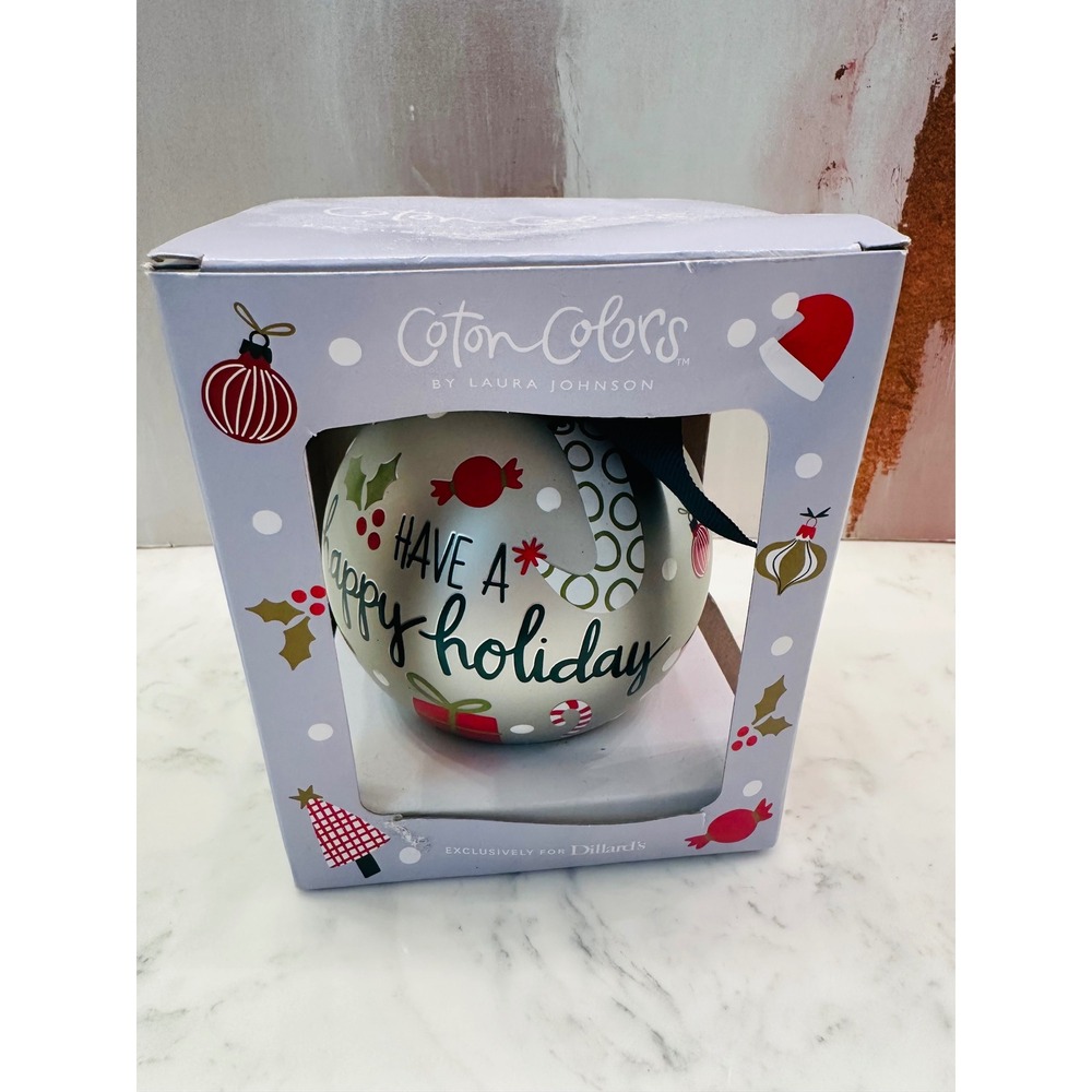 Coton Colors Have A‎ Happy Holiday Glass Ornament Christmas Gift Collectible